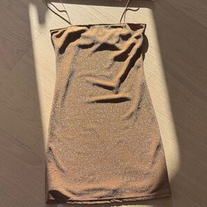 Festive Brown Silver Sparkle Bodycon dress size M